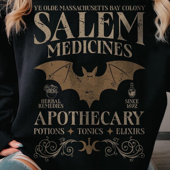 Salem Apothecary Halloween Sweatshirt, Retro Style Halloween Sweatshirt, Salem - Picture 2 of 5